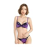 [ラウレアアコアコア] パープル B65 レディース ブラジャー ブラ ショーツ 上下 セット 女性 下着 女性下着 ブラジャーショーツセット ブラショーツセット 3/4 カップ ランジェリー セクシー サテン レース 勝負 谷間 レディー 30代女性 下着女性用 ブラとパンツ ひびかない下着 上下セット下着 ワイヤー入り脇肉 レースのブラジャー 可愛い下着上下セット ブラ＆ショーツ
