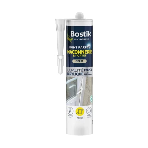 Bostik Mastic d’Étanchéité Joint Parfait Maçonnerie et Portes – Jointe Tous Matériaux et Colmate les Fissures – Intérieur et Extérieur Sous Abri – Formule...