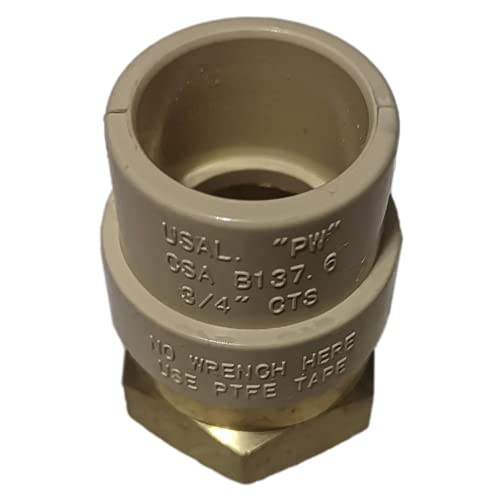 XFITTING 3/4 inch Female NPT x 3/4 inch CPVC Adapter, CPVC Female Adapter, Brass, 1 Piece