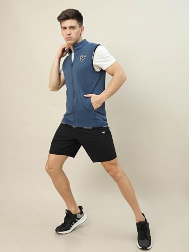 Image of TECHNOSPORT Men's Solid Slim Fit Sleeveless Fleece Regular Jacket