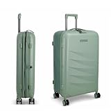 Rollink Mono-Koffer 73,7 cm - Faltbares Hartschalengepäck, Doppelspinnerräder, TSA-Schloss, leichter & robuster Reisekoffer - kratzfest, wasser- und schlagfest, Hecke grün, Medium Checked, Modernes