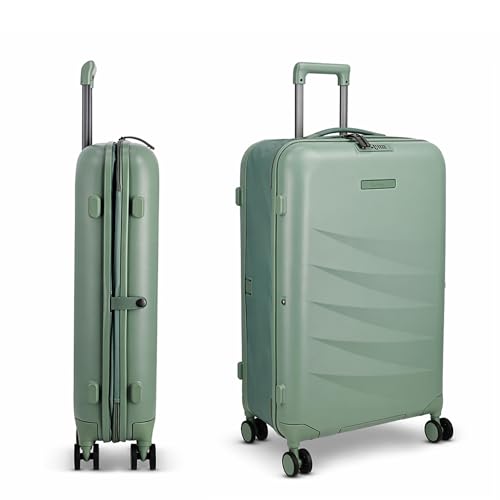 ROLLINK Foldable Mono Medium Checked Suitcase 26” – Hardshell Luggage, Double Spinner Wheels, TSA Lock, Lightweight & Durable Travel Case – Scratch, Water & Impact Resistant (Hedge Green) by Rollink - Used condition - US$228.88