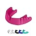 OPRO Mouthguard Snap-Fit Gum Shield for Ball, Combat and Stick Sports - No Boiling or Fitting Required -18 Month Warranty (Adult and Kids Sizes)- Pink