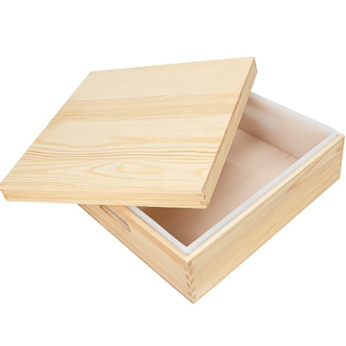 Moldes de silicona para jabón con caja de madera y tapa, moldes rectangulares para la fabricación de jabón (8 l / 282 oz)