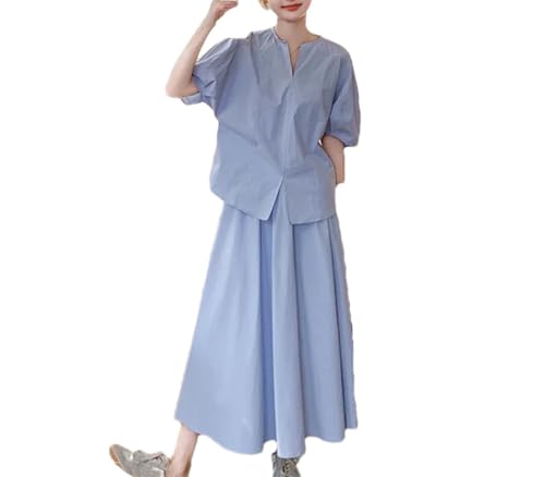 Ensemble d'été 2 pièces pour femme jupe taille haute et top col en V