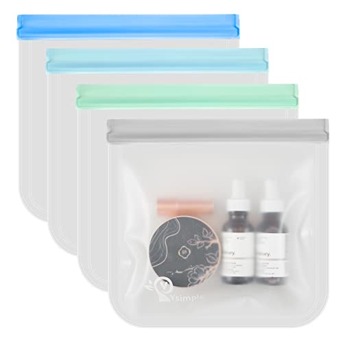 Wiederverwendbar Flugzeug Beutel Flüssigkeiten, Kosmetiktasche Transparent Verschließbar flüssigkeiten Beutel handgepäck, Auslaufsicher Kulturbeutel Transparent für Reisen (4 Stück, ohne Umhängeband) Cover