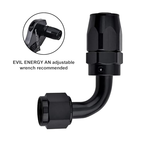Image of EVIL ENERGY 12AN Hose End Fitting 90 Degree Swivel for CPE Braided Hose Black 2PCS