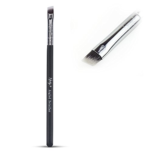 Nanshy Angled Detailer Eye Brow Eyeliner Brush. Vegan, soft synthetic, cruelty free brushes. Black Handle