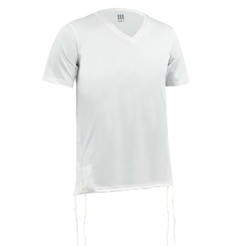 Sport Tzitzit Men Dry Fit T Shirt V Neck, Kosher Tzitzis Breathable Moisture Wicking Athletic Workout Tee Mesh Undershit