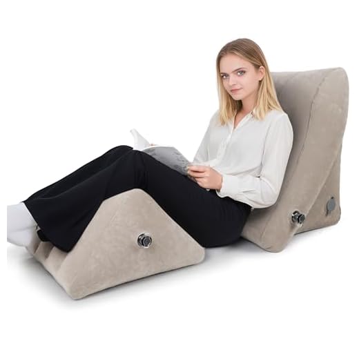 AirSwim Inflatable Bed Wedge Pillow Set for Sleeping, 2 Pieces, Orthopaedic Bed Wedge Pillow Set, Adjustable Back Cushion for Bed Sitting, Travel, Reading, After Surgery, Knee & Back Pain