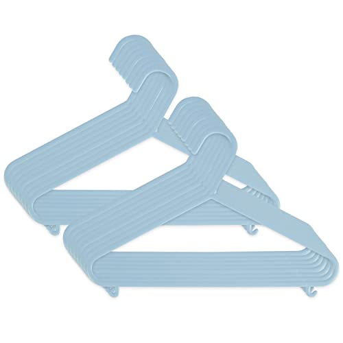 Bieco Perchas para niños, 16 unidades, color azul, longitud aprox. 30 cm, percha para bebé, percha de plástico para niños, organizador de bebé, organizador para armario, percha para ropa de bebé