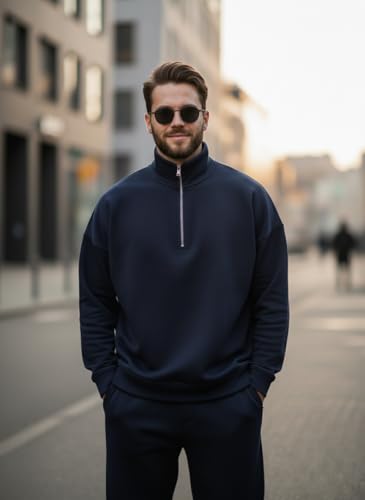 Image of Mack Jonney Solid Half Zipper Track Suit for men | Co-ord Set | Warm Fleece Tracksuit Set | Full Sleeve Sweatshirt