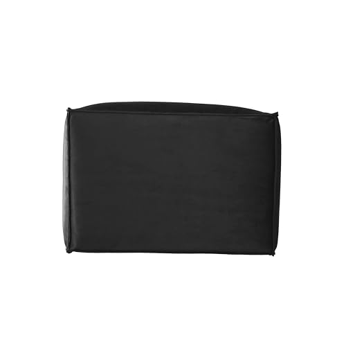Factory Direct Partners Velvety and Vinyl Overstuffed Rectangle Ottoman for Living Room, Lounge, Office - Onyx