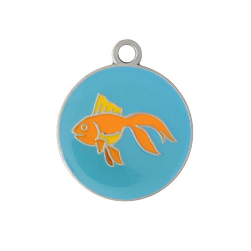 DogIDs Personalized Cat or Kitten Identification Tag, Custom Laser Engraved Single Sided Stainless Steal ID Tag, with S-Hook and Split Ring - Goldfish, 7/8"