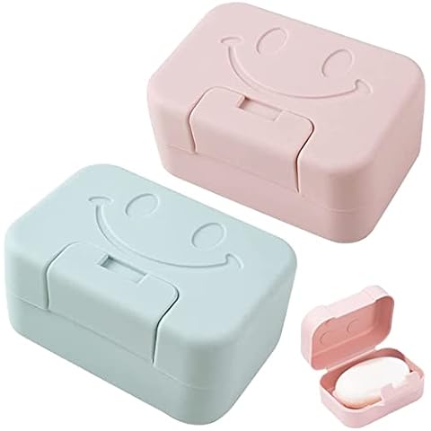 Travel Soap Case Box,2Pcs Soap Box,Soap Dish with Lid,Portable Shower Soap Box,Sealed soap dish with lid,Perfect for Bathroom, Travel, Camp, Gym (blue/pink) Cover