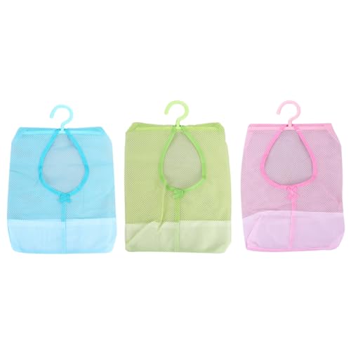 MOTHNUR 3個 点多機能ネットバッグ 高密メッシュ通気性 洗濯ネット枕乾燥袋 収納掛け袋 室内バルコニー用 洗濯物おもちゃ収納ホルダー グリ