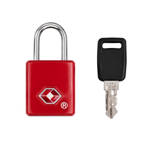 Image of QUIRA TSA Approved Travel Padlock with Key, Luggage Lock for Suitcase, Backpack, Locker & Travel Bags, Heavy Duty Security Lock (Red)