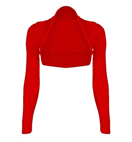 FASHION 7STAR Damen Bolero-Strickjacke, langärmelig, Größen 34-54 Gr. 50-52, rot Cover