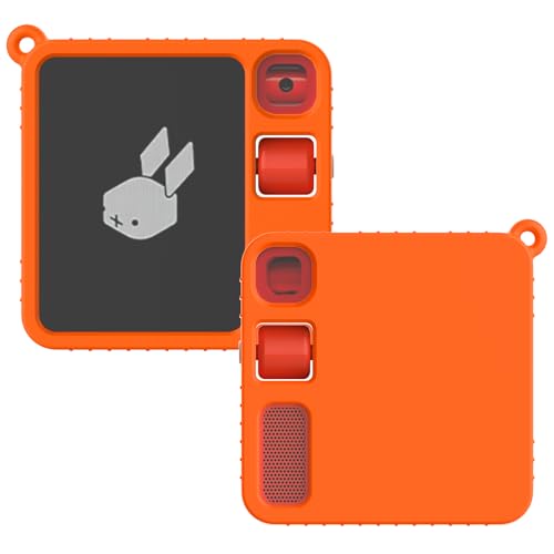 QenFree Silicone Protective Case for Rabbit R1 AI Device, Soft Protective Cover for Scratch-Resistant, Anti-DropSleeve, Rabbit R1 Accessories (Orange)