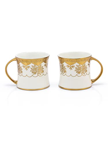 Image of Clay Craft Fine Ceramic Diamond Golden Printed Premium Coffee /Tea Cups - 180 ml - Set of 6, Tea Cup Set of 6, Mugs for Coffee, Cups Set of 6, Mug Set, Ideal for Gifting, Perfect for Home and Office
