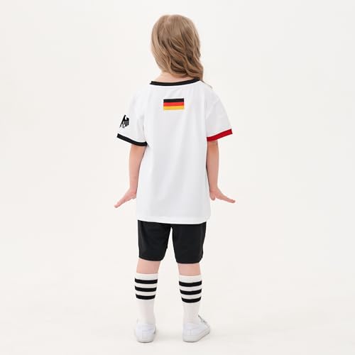 Cnins Boys' Soccer Themed Jersey for Kids German Soccer Costume for Youth Germany Soccer Uniform for Girls(CNT-GE,8Y)