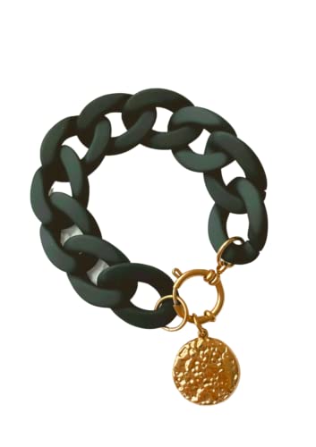 Bracelet VINTAGE // Chaîne à gros maillons en acrylique noir mat