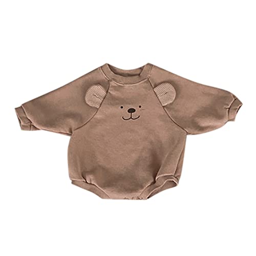Image of Vereinen Boys Clothes 18-24 Months Baby Newborn Infant Girls Boys Spring Autumn Solid Long Sleeve Hoodie (Coffee, 0-6 Months)