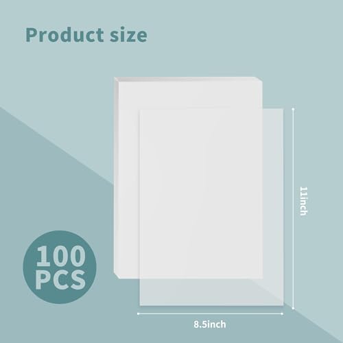 souG Papel de velino translúcido 21 x 28 cm, 100 folhas imprimíveis transparentes 93 g/m2/28,6 kg pa