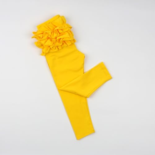 Image of HOOLCHEAN Baby Toddler and Little Girls Ruffles Buttocks Leggings Solid Color Pants
