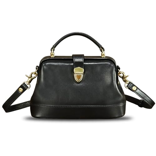 Genuine Leather Small Purses and Handbags for Women Designer Vintage Doctor Style Crossbody Bag Shoulder Satchel Phone Bag