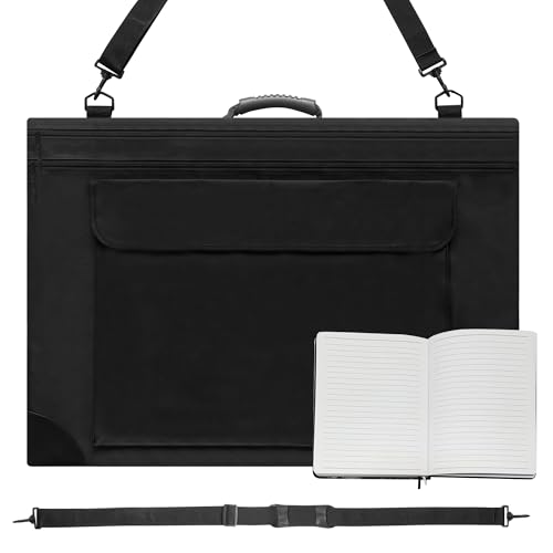 Art Portfolio Folder, 23” x 31”, Water Resistant, with Interior and Exterior Pockets, Black, Portfolio Bag Includes a Professional Journal, 10.5X7.5 inches, black, Art Portfolio