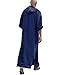 YAOHUOLE Arabic Thobe for Men Side Split Hooded Kaftan Long Gown Thobe Navy 3XL