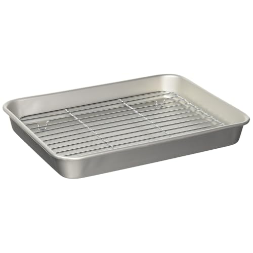 Taniguchi Metal Roasting Pan, Silver Aluminum, Rectangular, Chrome Plated, Made in Japan