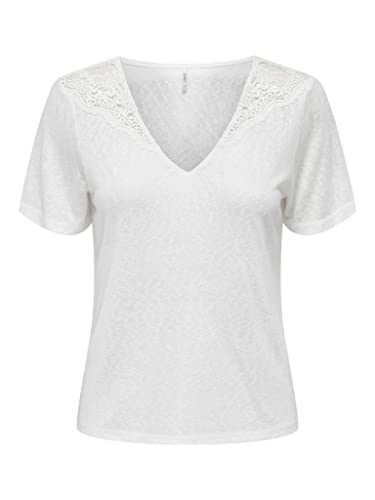 ONLY Damen Onlanja S/S Lace Top Jrs, Cloud Dancer, S