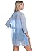 iClosam Women Casual 3/4 Sleeve Sheer Open Front Cardigan Sweater (Light Blue, Small)