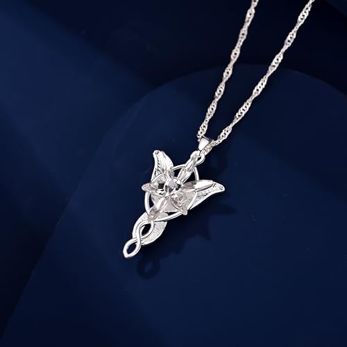Lord of The Ring/Arwen Evenstar/Elven Green Tree Leaf/Thorin Oakenshield Necklace Lord of The Ring Pendant Necklace with Cubic Zirconia,Elvish Jewelry for Women4