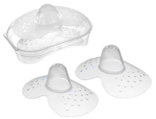 Breastfeeding Nipple Shields for Nursing Newborn Baby Nippleshield Breast Feeding 2 Count with Sterilizing Storage Case Clear (Small 17MM)