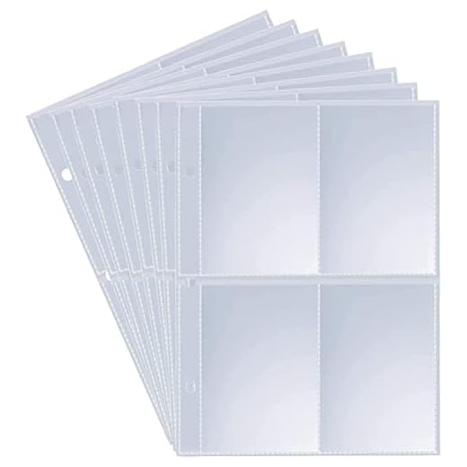 Trading Card Sleeve - Fit 400 Cards, 50 Pages [4 Slots], Double-Sided Clear Card Page Sheet Protectors for 3 Ring Binder | CampFENSE Card Sleeve Compatible with Pokemon, YuGiOh, Baseball Cards, MTG