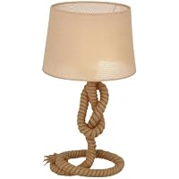 HOMCOM Nautical Style Table Lamp with Fabric Lampshade Metal Frame Power Switch, 48cm Home Desk Lamp Bedroom Living Room Study E27 Base, Beige