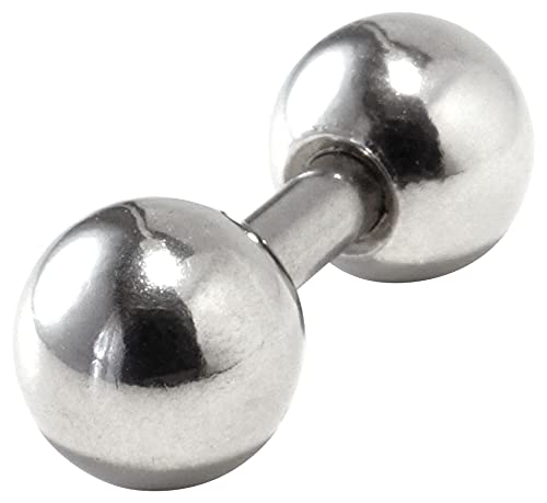 From da Phactory 14G 16G 18G 20G 軟骨ピアス ストレートバーベル ボディピアス サージカルステンレス シルバー おしゃれ かわいい (14G, シャフト4mm ボール5mm)