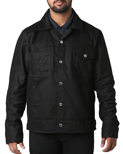 MUKHTALIF Black Denim Jacket Mens | Lightweight Trucker Jean Jacket For Men2