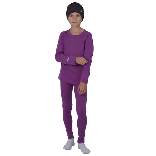 Merino Wool Base Layer Kids Set - Midweight Unisex Merino Wool Thermal Underwear For Kids Top, Bottom, Cuff Beanie