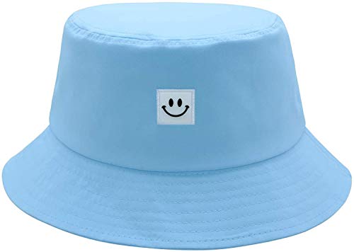 Smiley Face Bucket Hat for Men Beach Summer Travel Bucket Hat 100% Cotton Sun Protection Packable Outdoor Hat