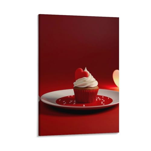 Toile murale cupcakes décoration tableau moderne rouge pour salon 40x60
