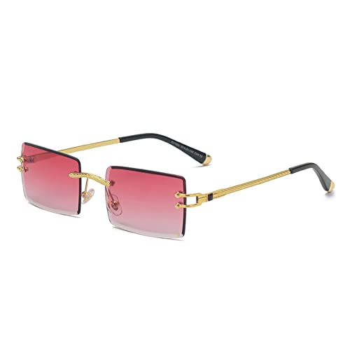 Rectangle Gradient Rimless Sunglasses Women Men Transparent Tinted Metal Frameless UV400 for Summer Holiday2