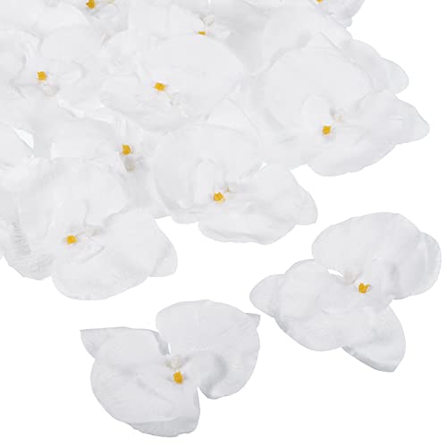 PATIKIL 10cm/3.9" Artificial Orchid Flower Heads 20 Pack Pure White