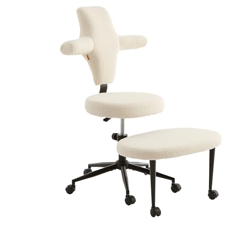Ergonomic Wide Cross-Legged Office Chair with Footrest