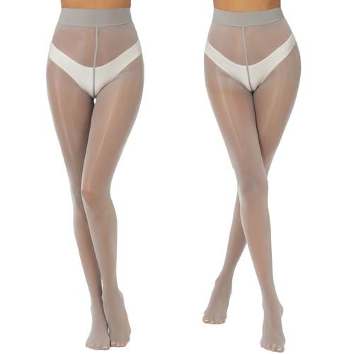Image of Shiny Pantyhose for Women High Waist Silk Oil Shimmer Sheer Tights | 2 Pairs Sheer Tights for Women 15D Pantyhose for Women