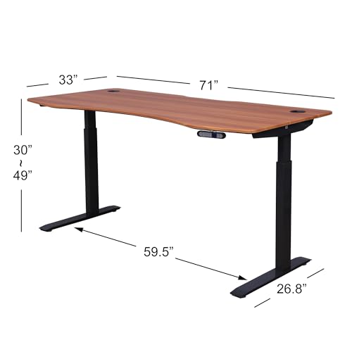 Image of ApexDesk Elite Pro Series 71 inch x 33 inch Electric Height Adjustable Stand up Desk, Sit Stand Home Office Desk, Computer Desk - Curved Red Apple