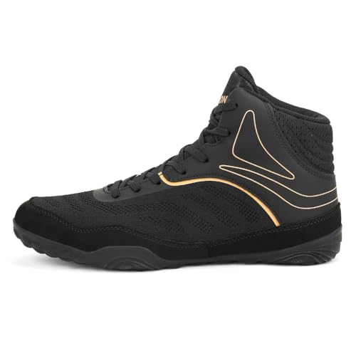 Scarpe da Ginnastica da Wrestling da Uomo Scarpe da Fitness da Combattimento Unisex Leggere E Traspiranti per Il Sollevamento Pesi da Boxe di Wrestling,Nero,47 EU
